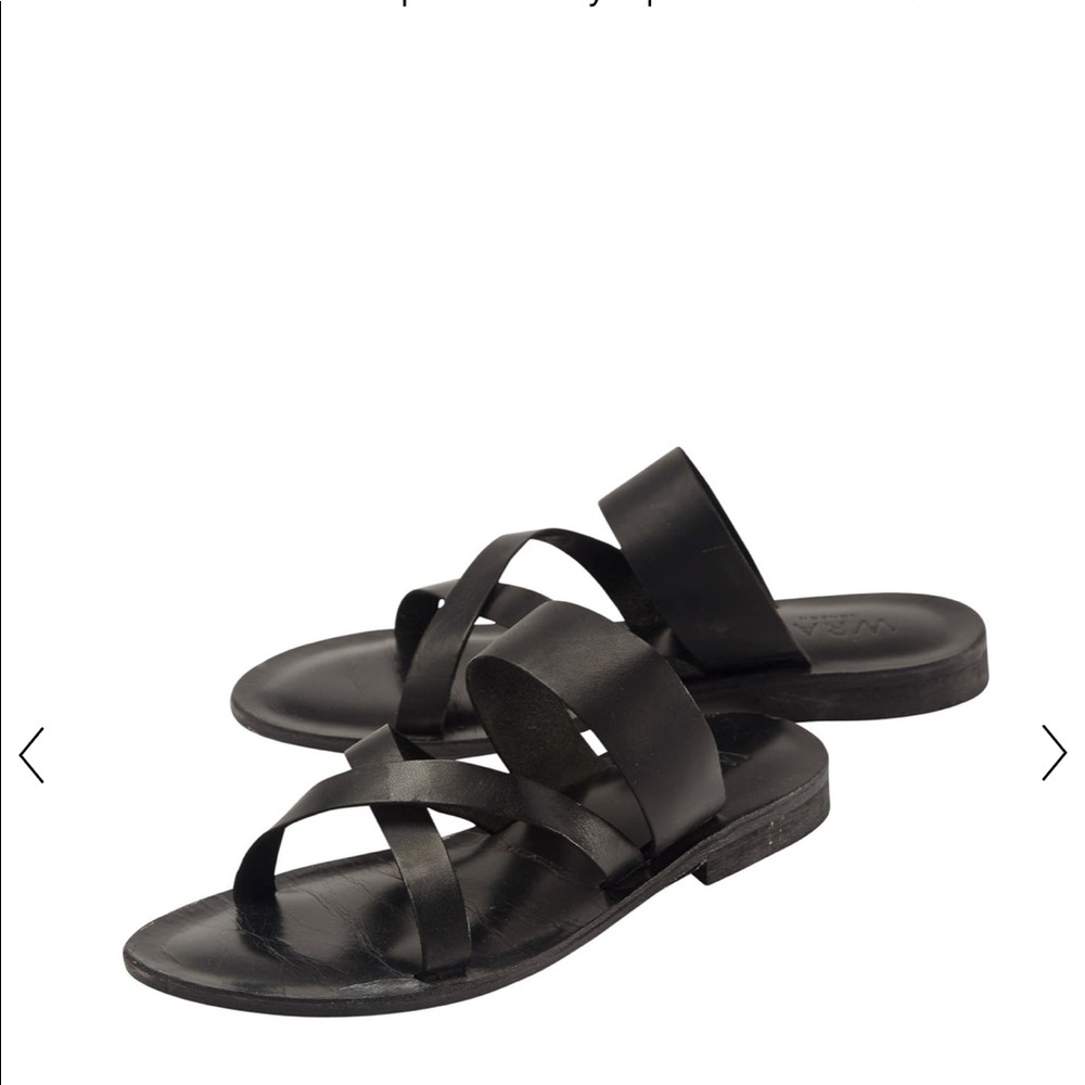 Wrap London Made in Italy “Vero Cuoio” black slide, size 9